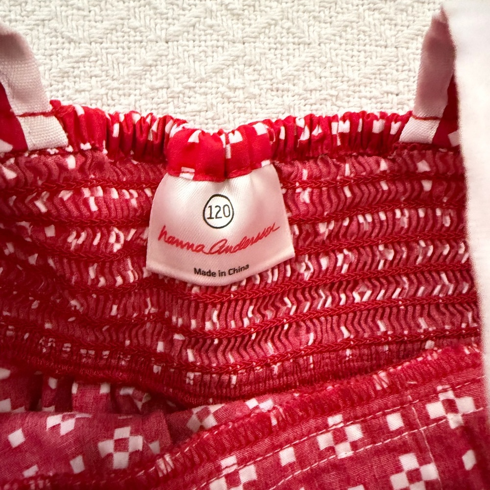 Hanna Andersson Red and White Printed Sundress with Button Details - Picture 2 of 5